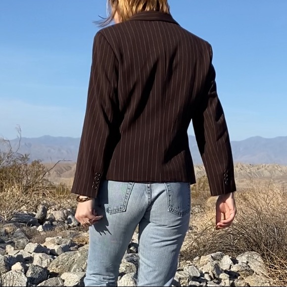 BCBGMaxAzria brown pinstripe professional blazer - Picture 4 of 16